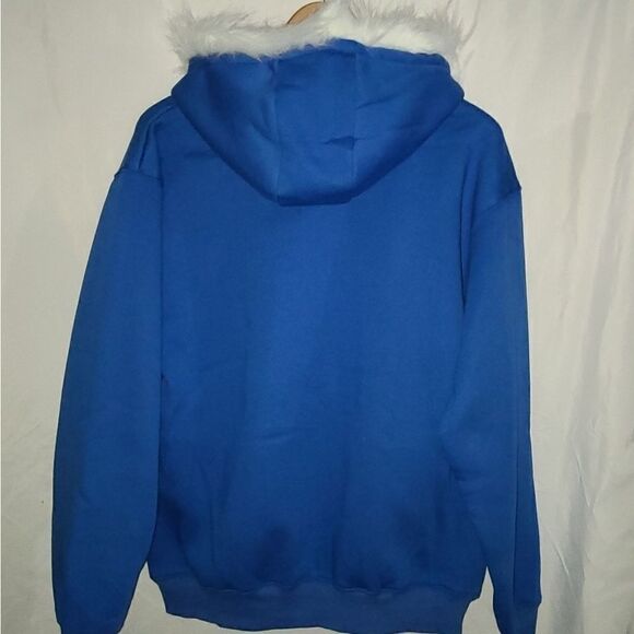 Long Sleeve Full Zipper Blue Sweater - Picture 4 of 6